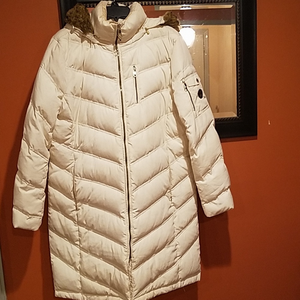 Make An Offer On This Faux-Fur-Trim Hooded Puffer Coat
